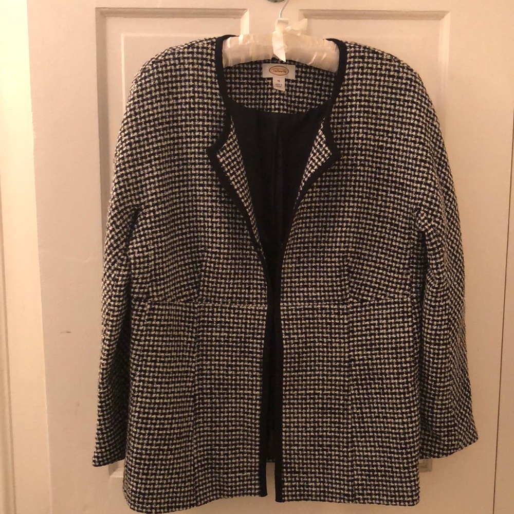 Talbots black and white wool tweed jacket, size 16